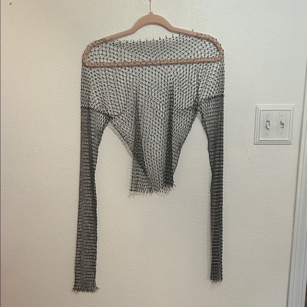Elegant Black Mesh Women's Sweater